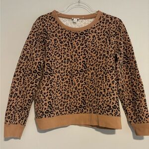 J. Crew Animal Print‎ Pull Over Cotton Sweatshirt Size Medium